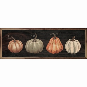 Four Pumpkins Black Wood Framed Print 