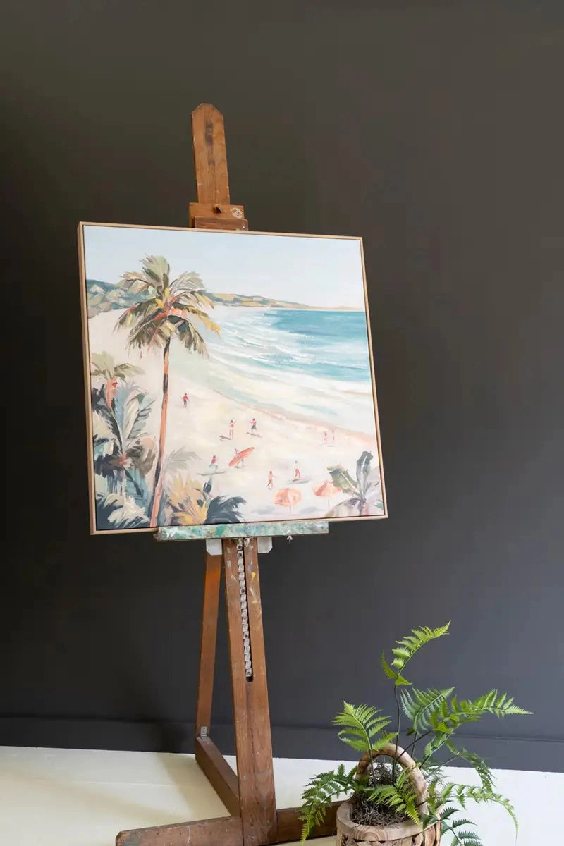 Framed Acrylic Beach Scene Painting