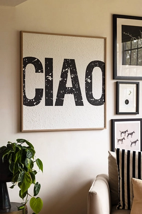 Framed Black & White Ciao Wall Art 