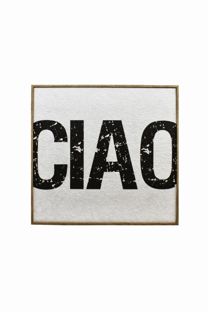 Framed Black & White Ciao Wall Art
