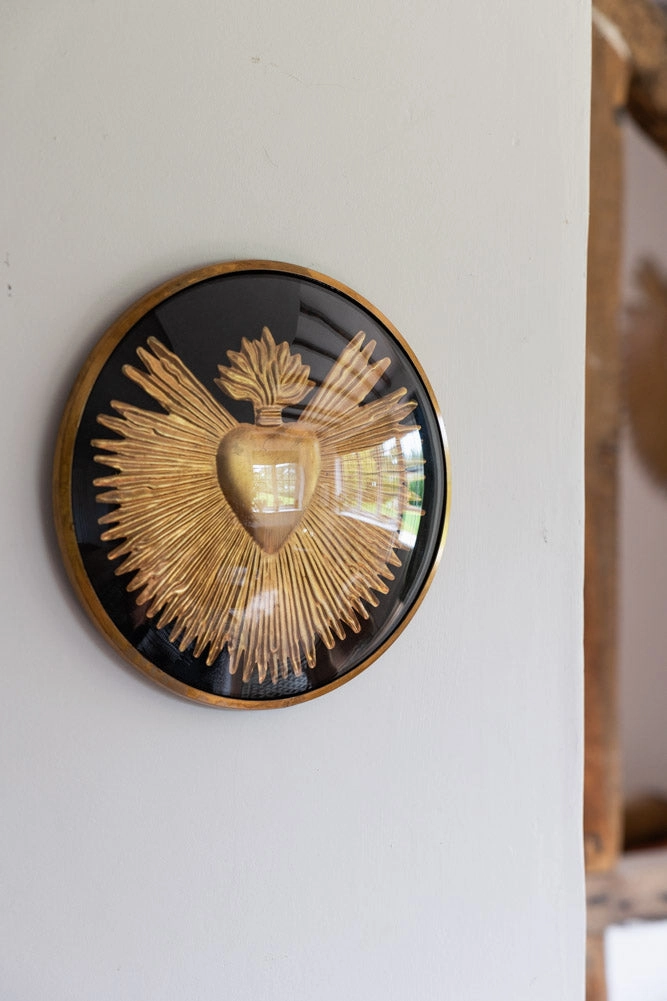 Framed Golden Milagro Heart Decoration