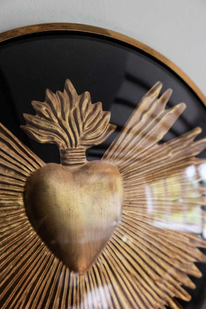 Framed Golden Milagro Heart Decoration