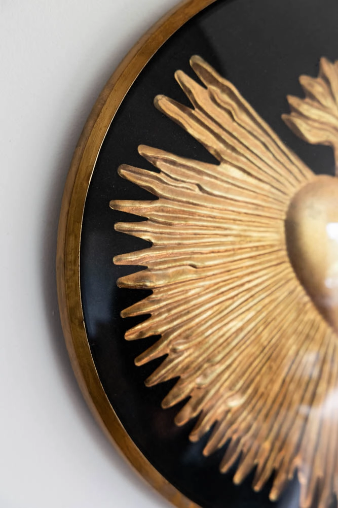 Framed Golden Milagro Heart Decoration