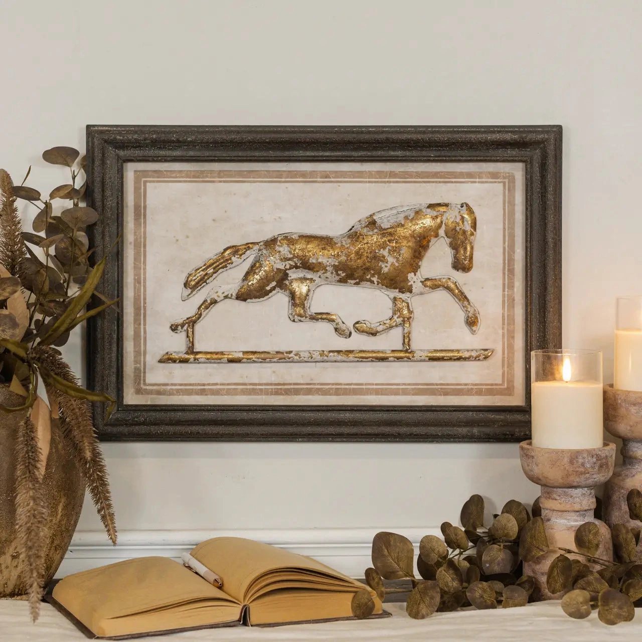 Framed Metal Horse 