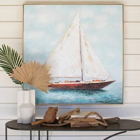 Framed Sailboat Oil Painting 