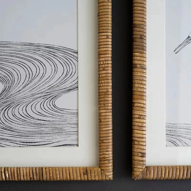 Framed Shore Bird Print Under Glass Set