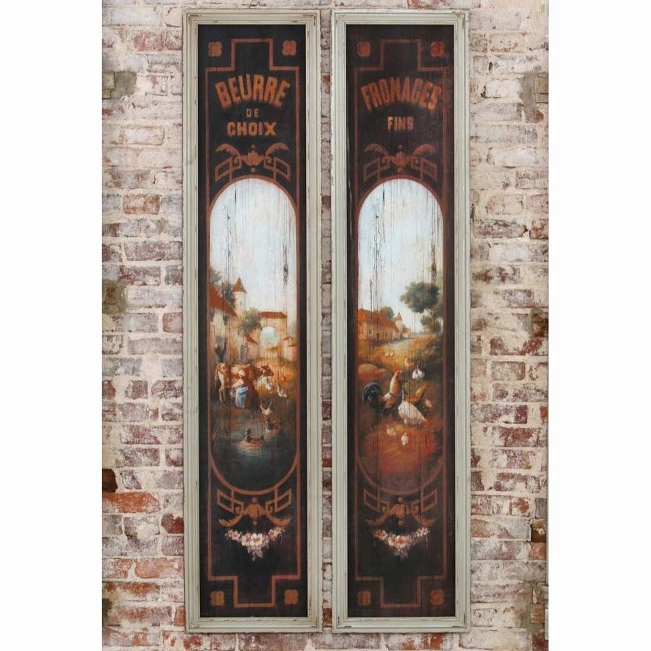 French Butter & Cheese Wood Signs Set