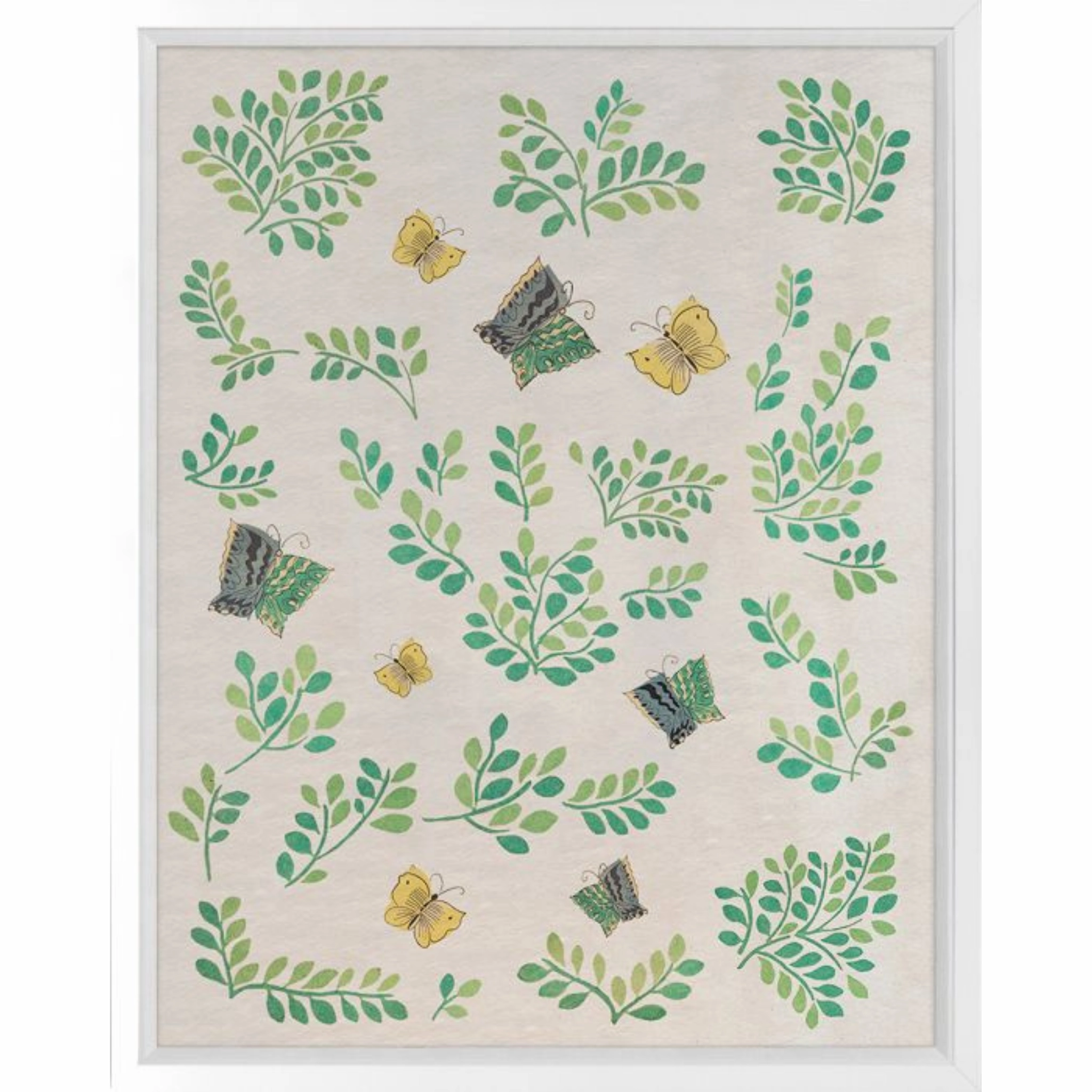 French Tribute Collection, Leaves & Butterflies 1, Wall Art 