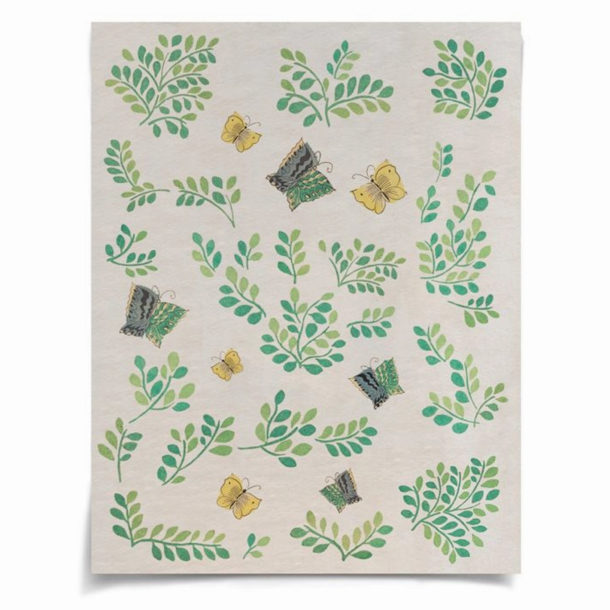 French Tribute Collection, Leaves & Butterflies 1, Wall Art
