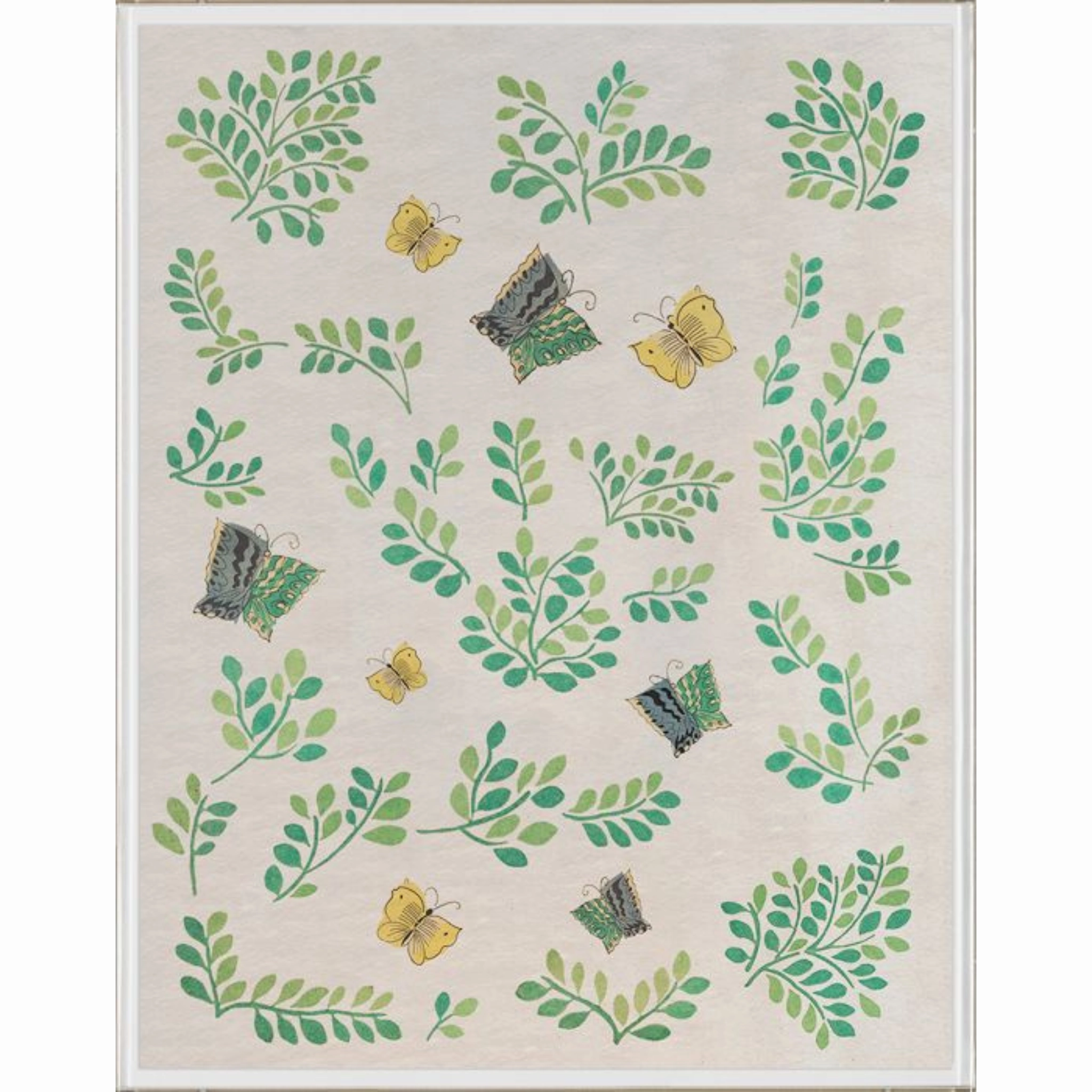 French Tribute Collection, Leaves & Butterflies 1, Wall Art