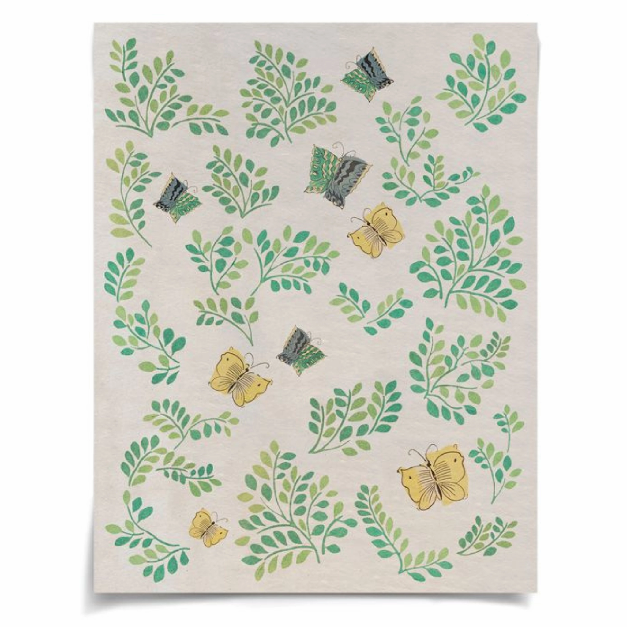 French Tribute Collection, Leaves & Butterflies 2, Wall Art