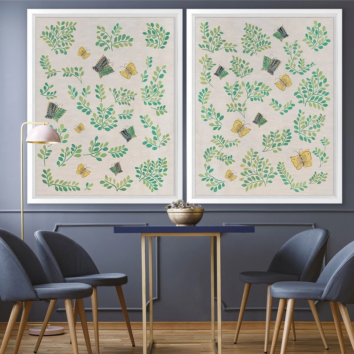 French Tribute Collection, Leaves & Butterflies 2, Wall Art