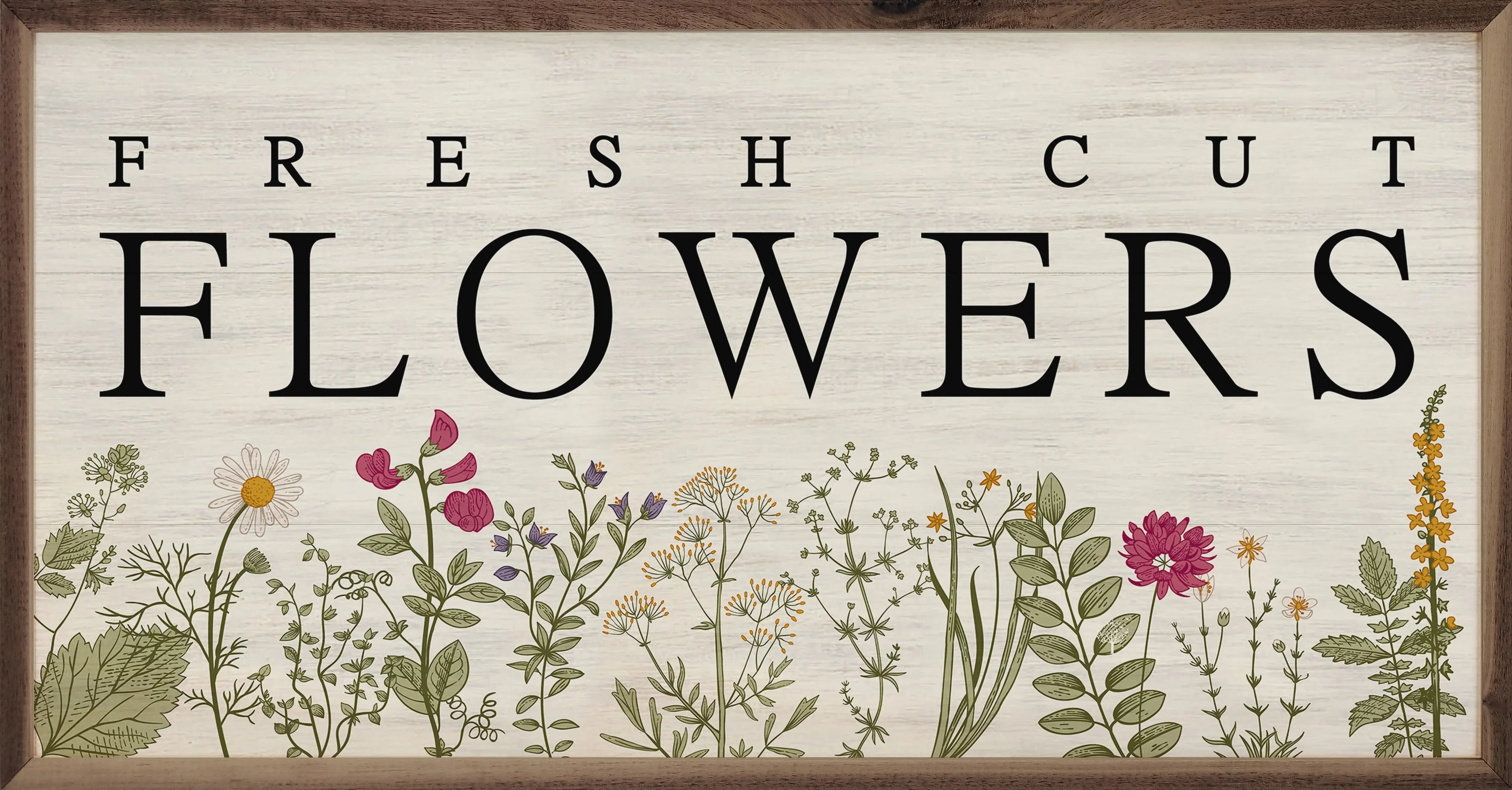 Fresh Cut Flowers Floral Wood Framed Print