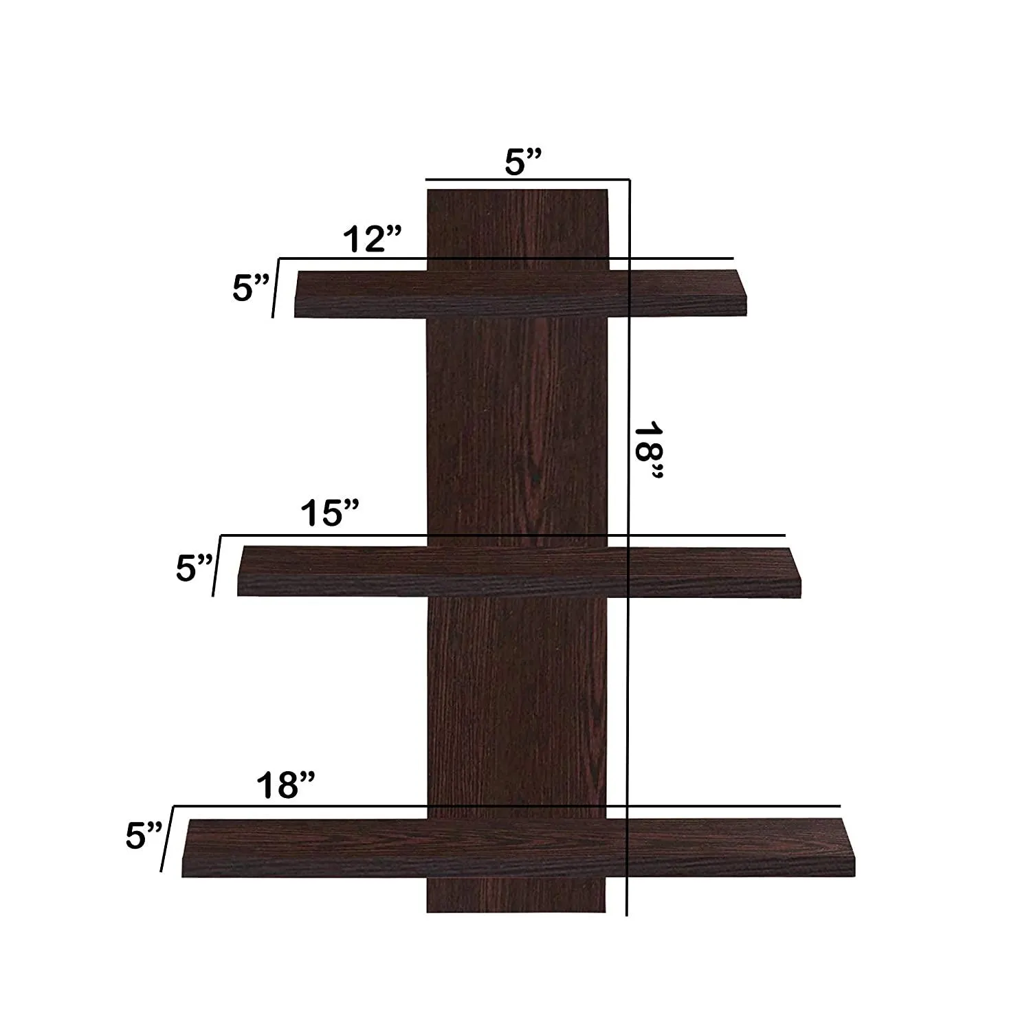 Furniture Cafe Wooden Wall Shelves for Living Room | Floating Book Rack | Size- Standard | Colour- Dusky Brown Reflection With Matte Finish