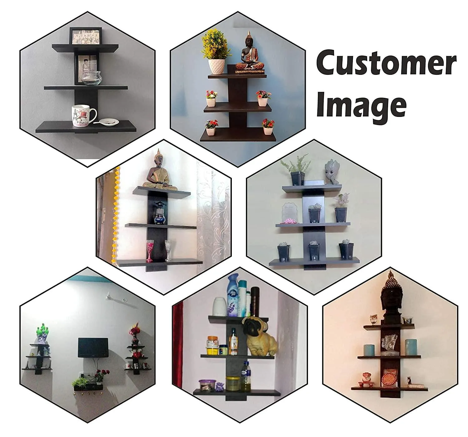 Furniture Cafe Wooden Wall Shelves for Living Room | Floating Book Rack | Size- Standard | Colour- Dusky Brown Reflection With Matte Finish