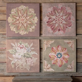 Gallery Wrapped Antiqued Needlepoint Print Set 