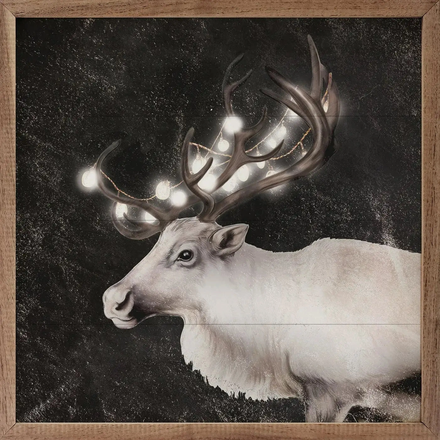 Glowing Reindeer Wood Framed Print 
