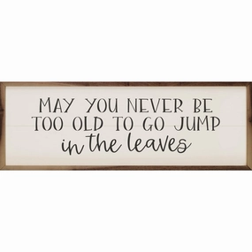 Go Jump In The Leaves Wood Framed Print 