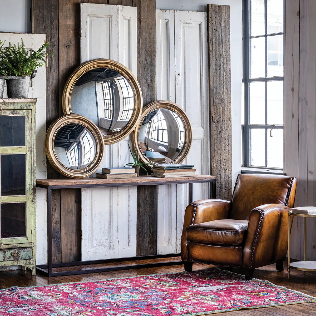 Gold Leaf Convex Mirror 