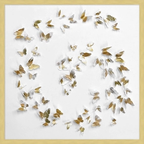 Gold Butterfly Spray 1 Watercolor Framed Wall Art 