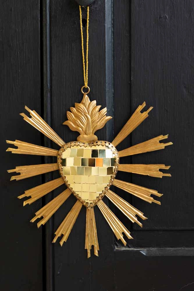 Gold Disco Ball Heart Hanging Ornament