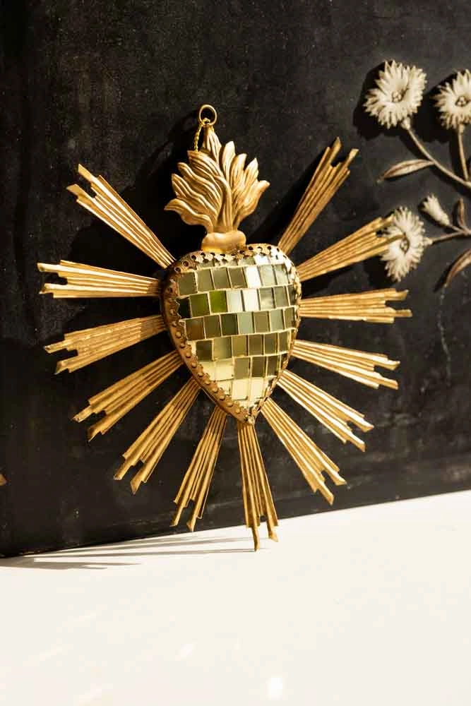 Gold Disco Ball Heart Hanging Ornament