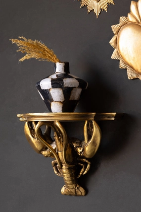 Gold-Effect Lobster Wall Shelf 