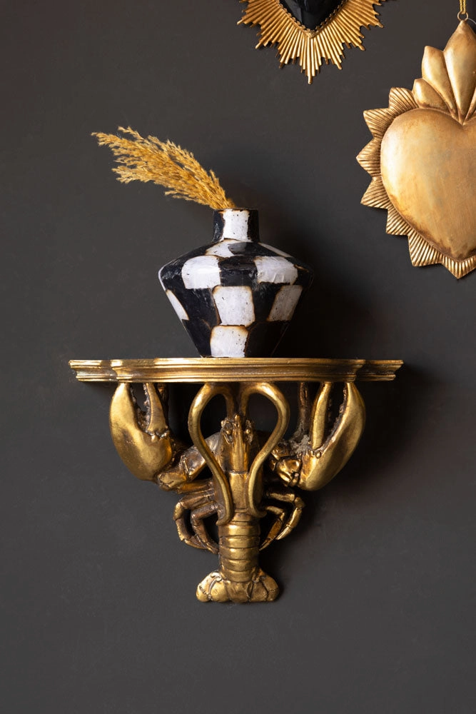 Gold-Effect Lobster Wall Shelf