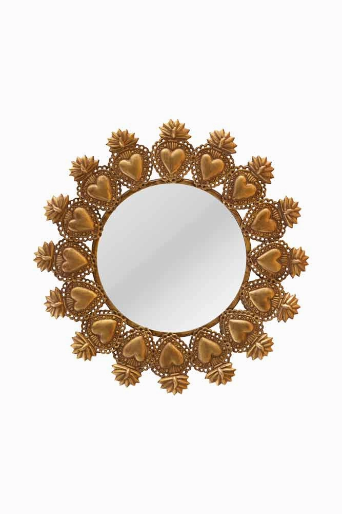 Gold Milagro Heart Mirror