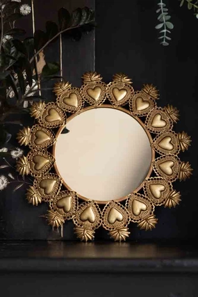 Gold Milagro Heart Mirror 