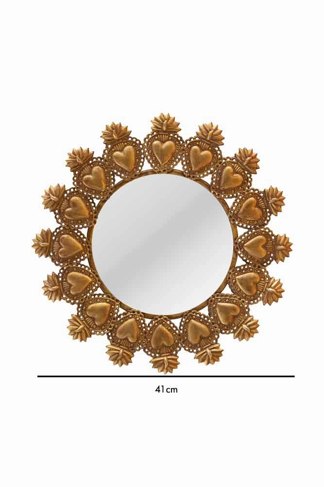 Gold Milagro Heart Mirror