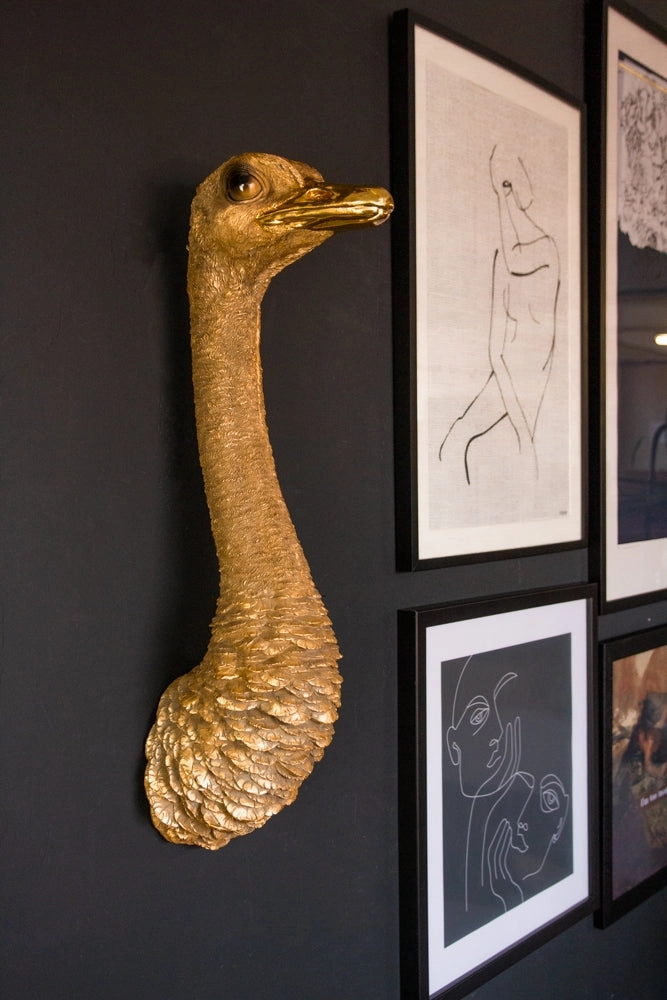 Gold Ostrich Head Wall Decoration