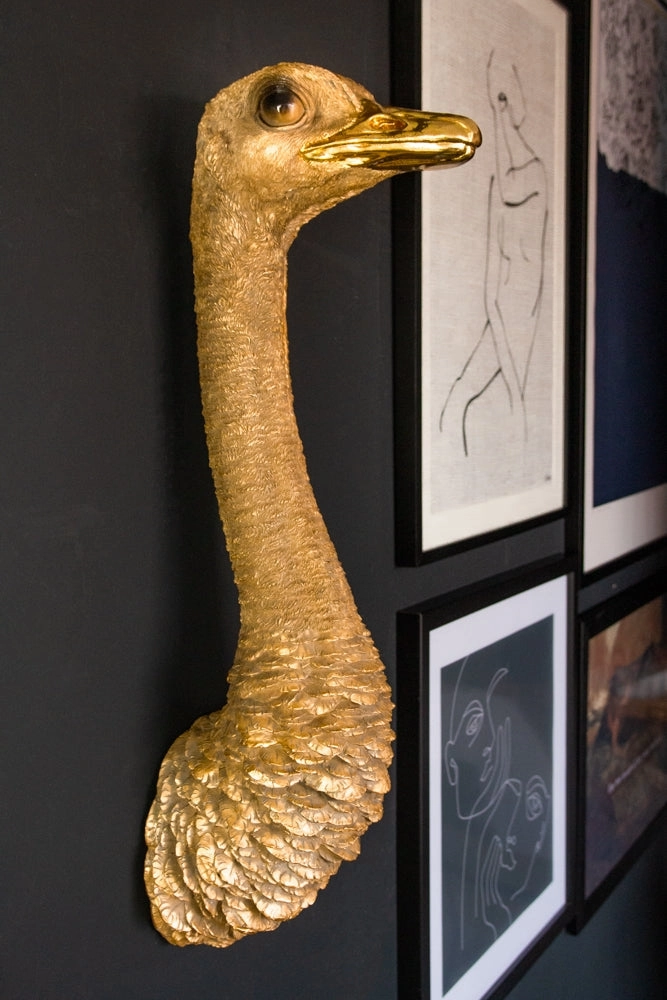Gold Ostrich Head Wall Decoration 
