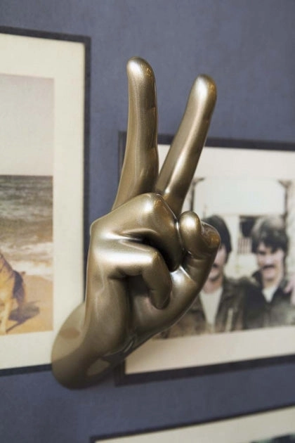 Gold Peace Hand Wall Art & Coat Hook 