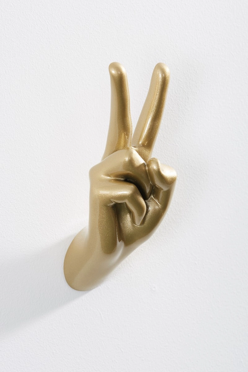Gold Peace Hand Wall Art & Coat Hook