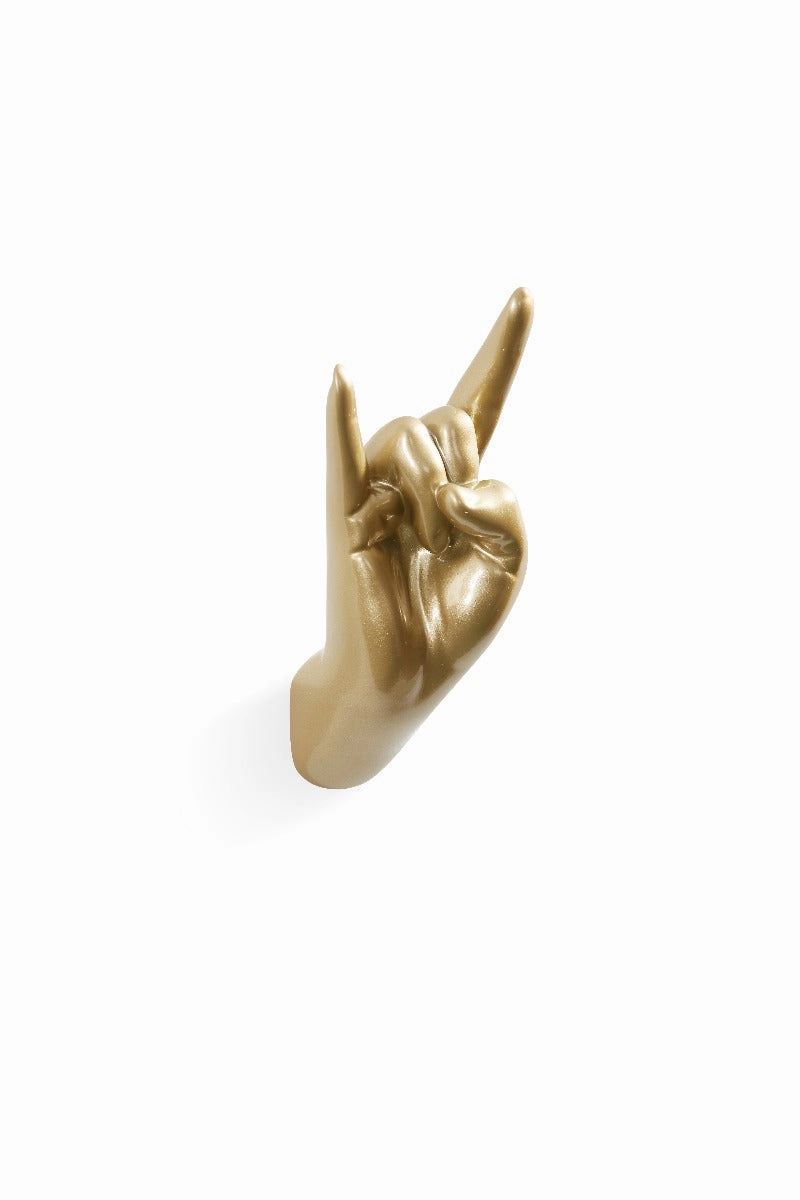 Gold Rock On Hand Wall Art & Coat Hook