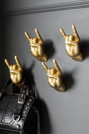 Gold Set of 4 Rock On Wall Hands 