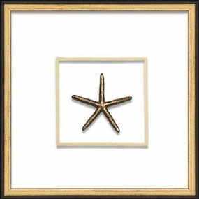 Gold Small Starfish Coastal Beach Wall Art in Black & Gold Frame 