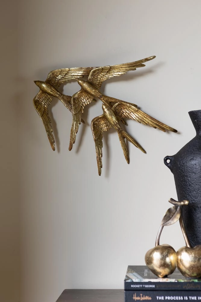 Golden Swallows Bird Wall Hanging