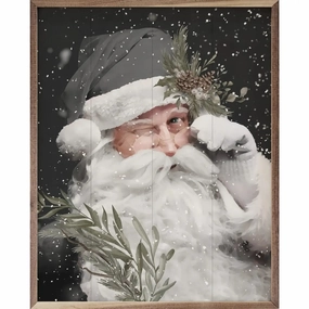 Grayscale Santa Claus Wood Framed Print 