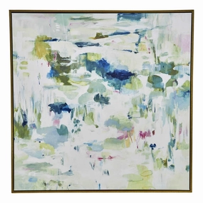 Green & Blue Abstract Reflections in Framed Canvas 