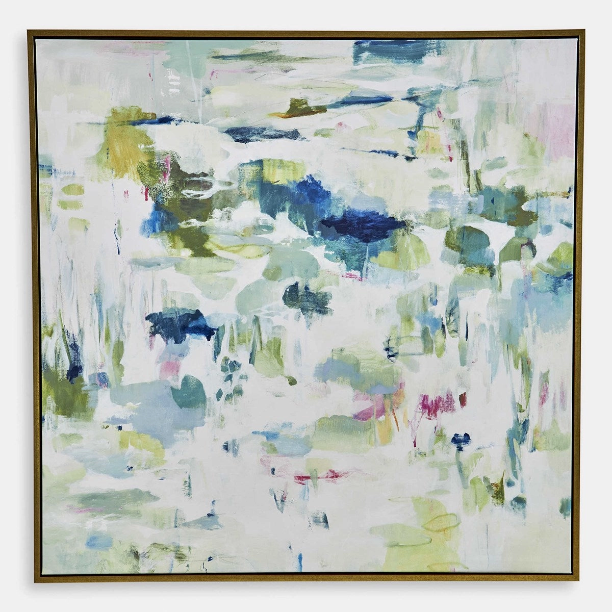 Green & Blue Abstract Reflections in Framed Canvas