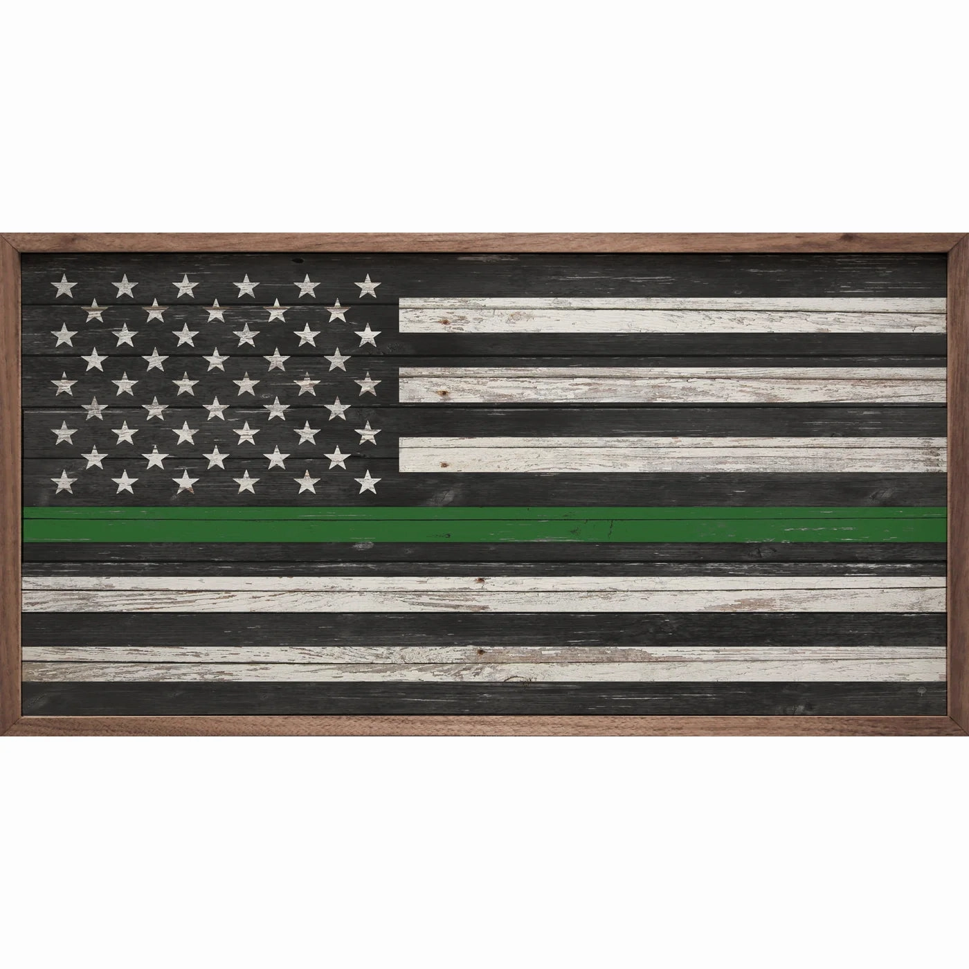 Green Line Flag Wood Framed Print 