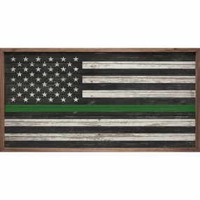 Green Line Flag Wood Framed Print 