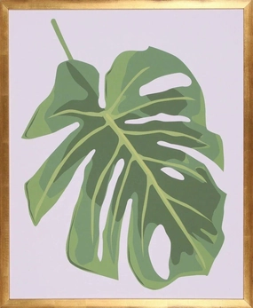 Green Philodendron II Wall Art in Gold Frame 