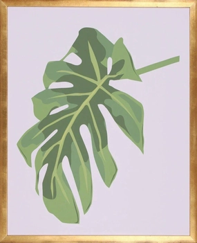 Green Philodendron III Wall Art in Gold Frame 