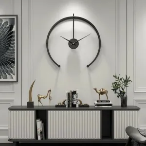 HALF ROUND WALL CLOCK BLACK 