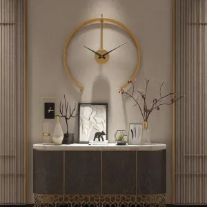HALF ROUND WALL CLOCK GOLD 