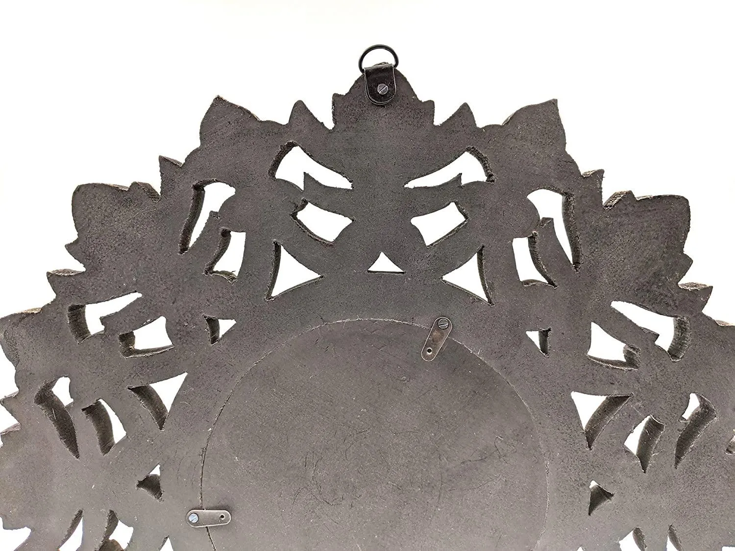Handcrafted Wood Wall Mirror (40 cm x 40 cm x 2 cm, Black Gold)