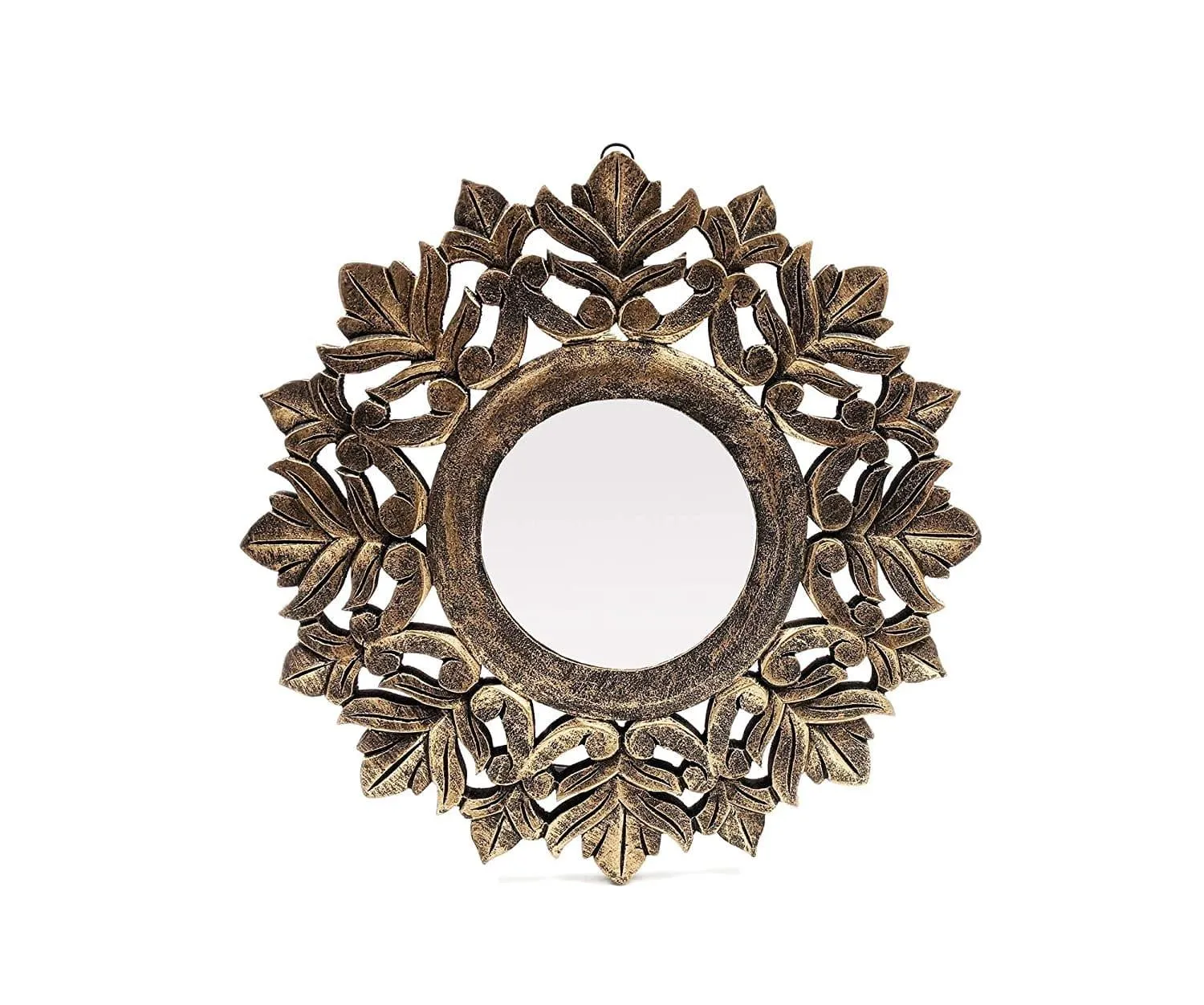 Handcrafted Wood Wall Mirror (40 cm x 40 cm x 2 cm, Black Gold)
